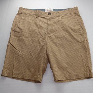 Original Penguin Men's Flat Front Casual Shorts Size 33 Tan Print Khakis Chino